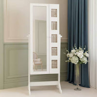 Mirror Jewelry Armoire Double Use Jewelry Cabinet Household Furniture Easy to Organize for Boutique