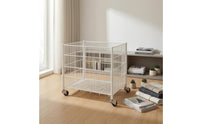 Vertical Supports Wire Storage Trolley Open Top Metal Storage Trolley Easy Mobility Home Organizer Anti-Rust for Garden