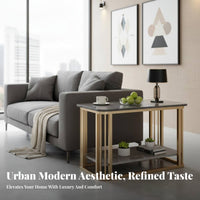 Modern Design 2-Tier Side Table Compact Size 2-Tier Console Stand Sturdy Construction Home Furniture Scratch-Resistant Finish for Homeowners, Apartment Dwellers, Interior Decorators, Living Room, Balcony, Bedroom, Entryway