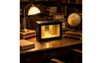 Wooden Shadow Box with Light Deep Endless Mirror Frame Shielded for Tabletop