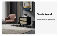 Rattan Drawer Nightstand Nordic aesthetic Rattan-Front End Table for Renters, Adults