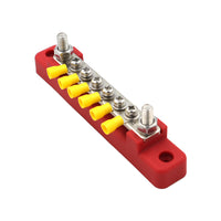 RV Marine 150A Busbar 6-Way Terminal Block with 6 Yellow Terminals, Straight Single Row with Transparent Cover