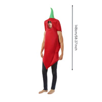 Chili Pepper Costume Humorous Design Red Pepper Bodysuit Easy To Wear Funny Vegetable Outfit for Party, Costume Parties