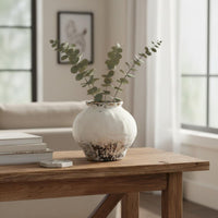 Round Terracotta Vase Handcrafted flower Vase Distressed Finish Home Decor for Living Room
