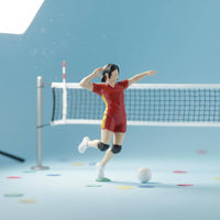 Jumping Volleyball Miniature Hand-Painted Novelty Decor Cute for Model Display