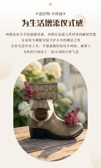 跨境新款独特靴子造型树脂户外悬挂式花园装饰鸟屋庭院创意工艺品