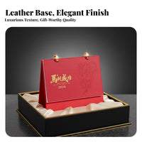 Creative Desk Calendar 2026, PU Leather, Chinese New Year, Business Use