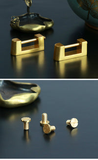 Zhihui Tools Brass Lock with Gilded Buckle for DIY Leather Craft, Vintage Style