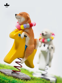 JXK 1/6摇摇马柴犬2.0模型仿真动物小狗周边黑柴汽车摆件车载手办