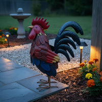 Metal Cock Statue Outdoor Iron Cock Sculpture Farm Theme