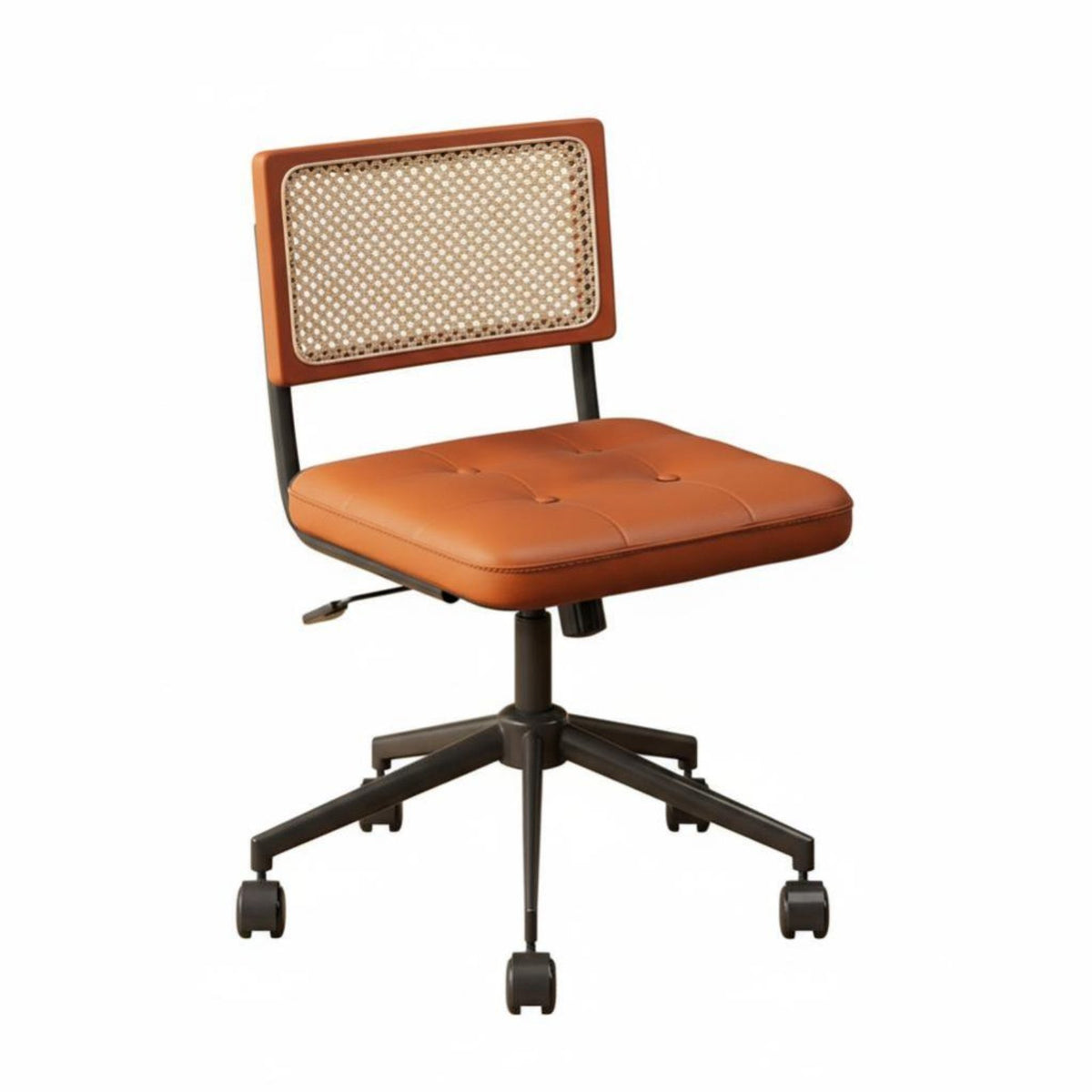 Cane Back Rolling Chair Ergonomic Design Office Seating Reclining Function