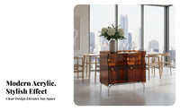 Light Luxury Aesthetic Ribbed Acrylic Cabinet Modern design Transparent Curio Cabinet semi-transparent Doors Storage Unit Multi-Functional for Interior Decorators, Collectors, Homeowners, Living Room, Entryway, Bedroom, Playroom