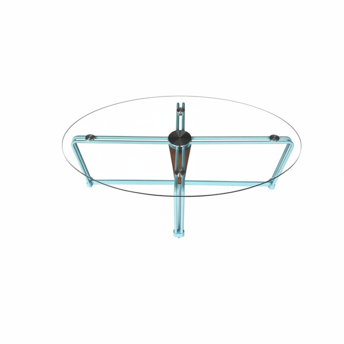 Oval Glass-Topped Coffee Table Minimalist Design Oval Glassglass-Topped Surface Modern and Design Sculptural Base
