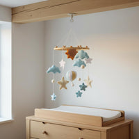Felt Crib Mobile No Assembly Sun and Hot Air Balloon Mobile Gender-Neutral