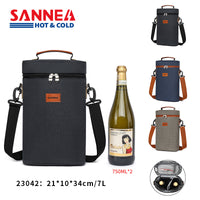 2-Pack Red Wine Cooler Bag with Ice Storage, PEVA Insulated Thermal Bag