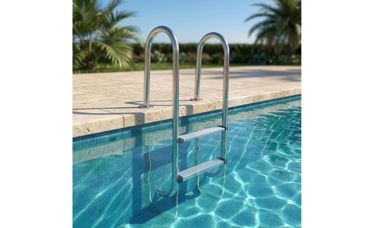 Slip Resistant Stainless Steel Pool Ladder Rustproof Pool Ladder with Handrails Long-Lasting Entry and Exit System Safe for Homeowners