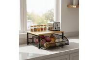 2-Tier Vegetable Storage Stand Versatile Pull-out Basket Counter Shelf Space-Saving Sliding Basket Countertop Organizer for Pantry, Under Sink