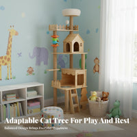 Cat House Multi-level Climbing Structure Scratching Posts Pet Condo Toys Durable Wood Construction Play Center Suitable for Living Room Bedroom