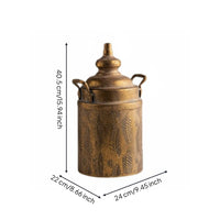 Vintage Iron Planter Domed Lid Lidded Decorative Pot Bronze-Brown Look