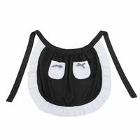 Short Server Apron with Pockets Adjustable Tie Waist Ruffled Half Apron Charming Workwear Accessory for Servers, Cosplayers
