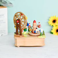 Hexagonal Ferris Wheel Music Box Wooden Craft Gift for Birthday Valentine's Day