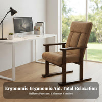 Cushioned Wooden Accent Chair Relaxed Recline Armchair Includes Headrest Pillow