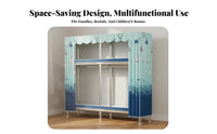 Textile Wardrobe 4-shelf Standing Storage Closet Organizer Sturdy Construction Hard-wearing Cover Easy Assembly Suitable for Adults Bedroom Rental Apartment Home