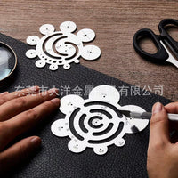 皮具切割角尺B款 不锈钢圆尺 手工皮革工具R定规圆弧尺子角度尺