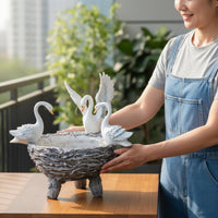Swan Planter Hand Painted Elegant Planter Pot Vintage Mini Landscape for Courtyard