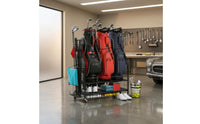 Golf Bag Storage Rack Caster Wheels Rolling Golf Bag Rack Two-Tier