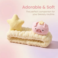 Cute Animal Cartoon Spa Facial Headband for Washing Face, Makeup Hairband for Girls, Terry Cloth Head Band with Plaid Pattern