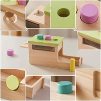 Educational Object Permanence Box with Shape Sorter Natural Wooden Object Permanence Box Sturdy Shape Sorter Sensory for Playroom