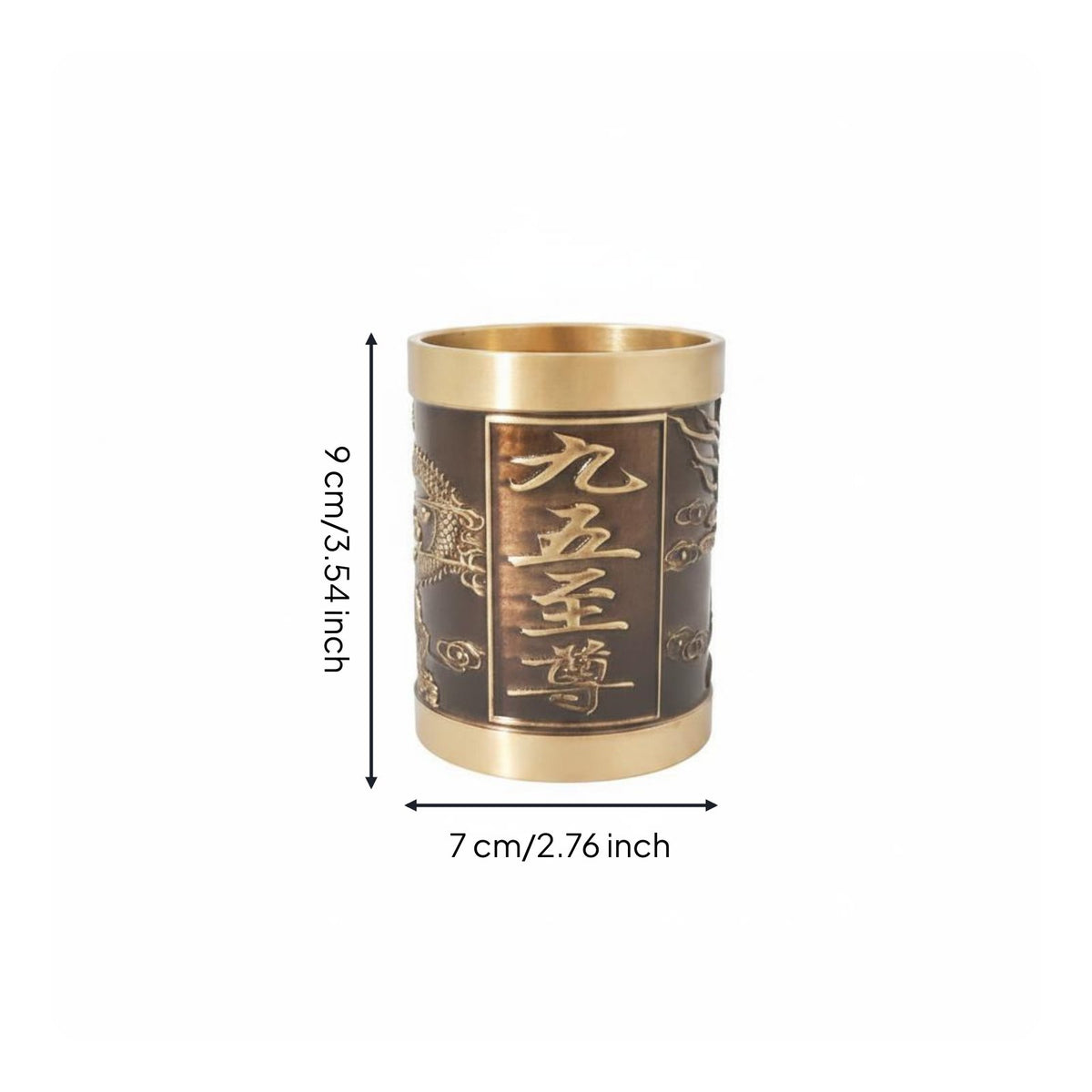 Traditional Design Engraved Brass Pen Holder Luxury Gift Desktop Accessory Heavy Duty for Calligraphers, Office