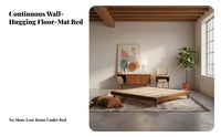 Lowsilhouette Wooden foundation Bed Frame Japanese design Headboardless tatami-design mat Frame Minimalist Design Mattress Base Flush perimeter for Apartment Dwellers, Minimalists, Homeowners