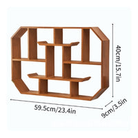 Wooden wall Display Shelf Multi-Tier Tea Cup Rack-Saving Wooden wall Shelf for Bedroom