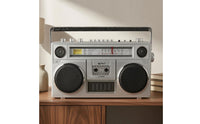 Tabletop Radio-Cassette Player Carry Handle Desktop Boombox Portable Cassette Radio Telescoping Antenna