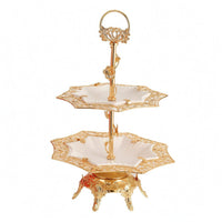 Glass Fruit Tray Stand Openwork Double-Tier Tray Stand Decorative Tableware