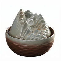 USB Tabletop Water Feature Textured Glazed Decorative Piece for Desk