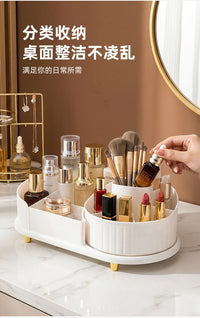 Multi-Compartment Cosmetic Organizer with Lid, Plastic, Simple Style, for Brushes and Lipstick