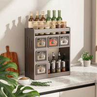 Wall Mounted spices rack No-Tools-Needed Installation Kitchen Condiment Shelf Space Saving Multi-Tier Seasoning Organizer