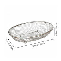 Oval Mesh Colander Heavy Duty Stainless Steel Strainer Basket Dishwasher Safe