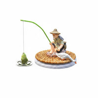 Floating Angler Figurine Pond Angler Ornament for Desktop Fountain, Garden