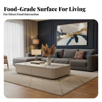 Contemporary Television Cabinet Coffee Table Set Construction Minimalist Media Console Rounded Corner Design Low Profile TV Stand with Storage