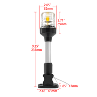 Marine 9-Inch Black Nylon Long Post Light for Navigation, Stern, Mast, and Yacht Hardware