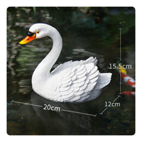 2 Pieces Floating Swan Statue Realistic Water Feature Decor Outdoor Safe