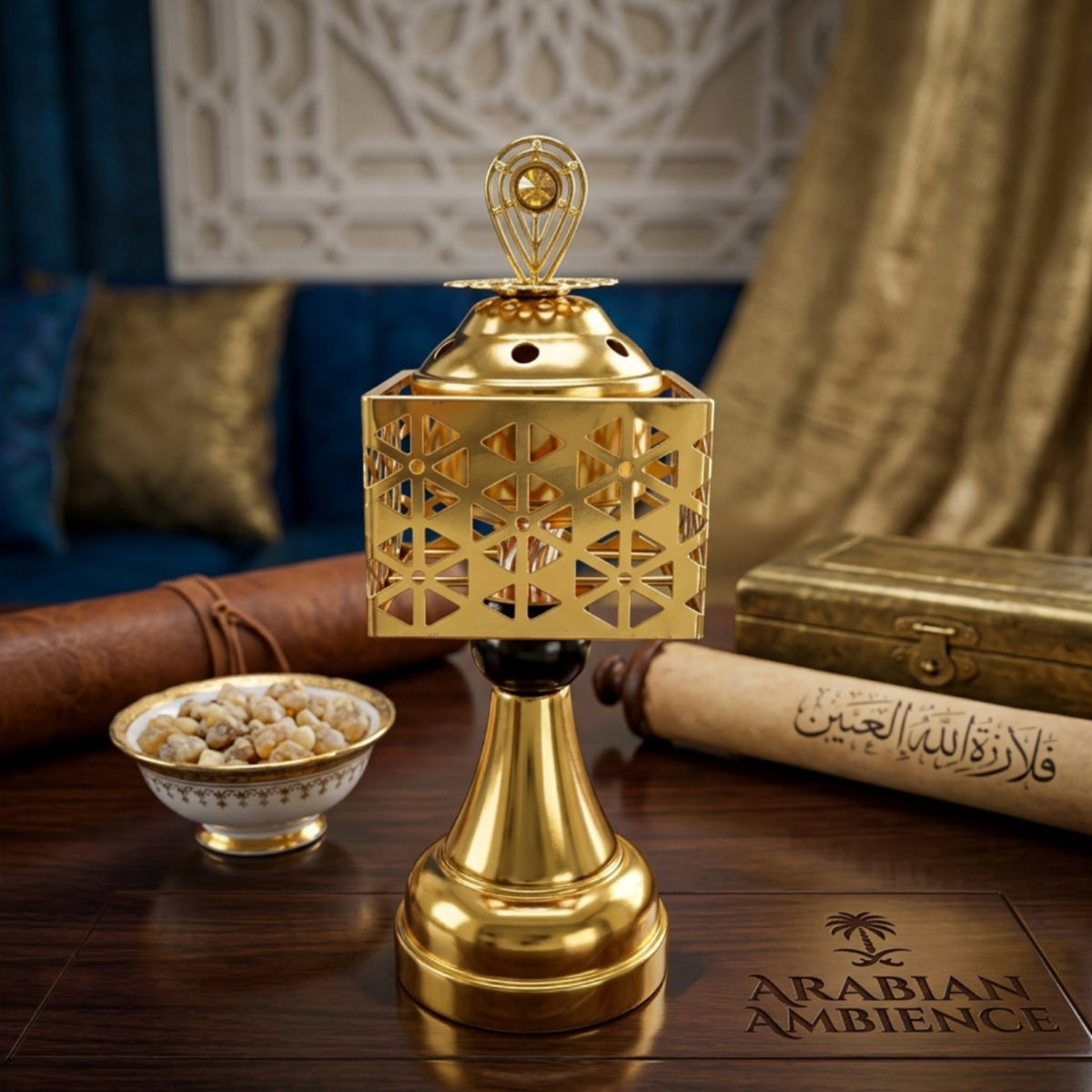 Metal Incense Burner Decorative Tabletop Incense Burner Censer Gold Metal-Like for Home Decor
