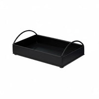 Rectangular Storage Tray Arched Handles PU Leather Tray Decorative