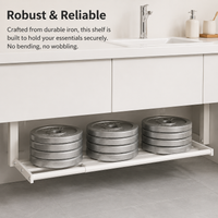 Under Sink Storage Rack, Adjustable Cupboard Organiser, Telescopic Metal Under Sink Storage, 51-87cm Width for Cleaning Supplies