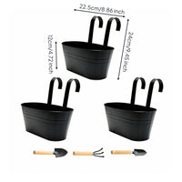 3 Pieces Oval Hanging Planter Black Metal Hanging Planter Weather Resistant Household Decor