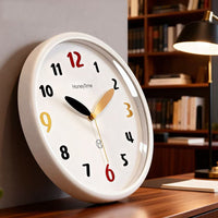 Modern Minimalist Wall Clock with Silent Movement, Battery Operated, Round PVC Dial